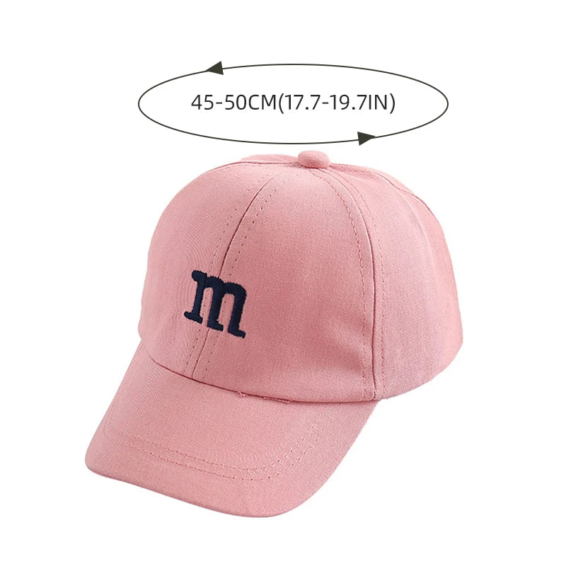Solid Color Letter Baby Baseball Cap Simple Embroidered Peaked Hat for Toddler Boy Girl Summer Adjustable Kids Sun Hats