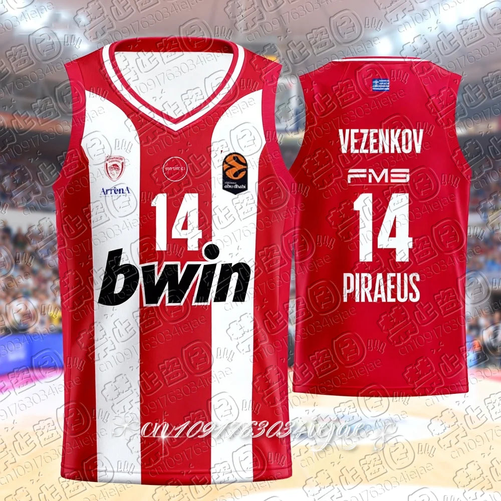 25/26 New Arrivals Greece Men's Basketball Jersey Vest Olympiacos Athens Basketball Game Jersey Kids Basketball Special Kit