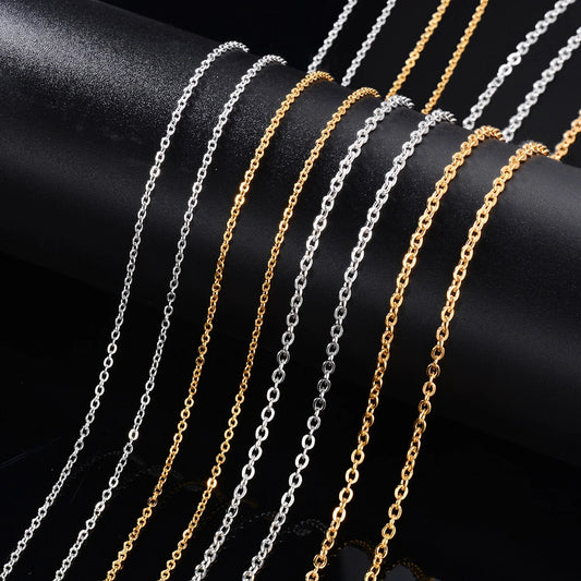 Metal Round O Chain Stainless Steel Cable Thin Necklaces Adjustable Rolo Link DIY Jewelry Making Accessories