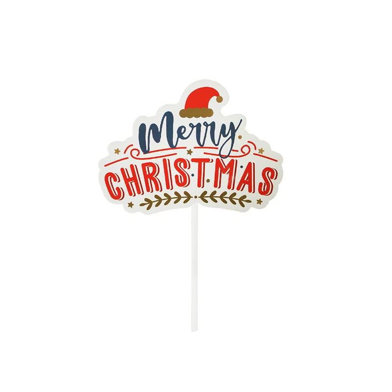 Merry Christmas Cake Toppers Cartoon Xmas Tree Cake Decor Snowman Happy New Year Cupcake Toppers Decor For Party Home 2025 Noel