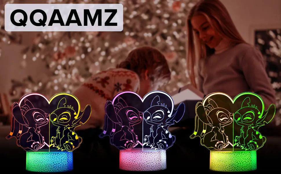 Lilo & Stitch Two Color Night Light 3D Illusion LED Home Children's Decoration Bedroom with Remotenight Light Christmas Gift
