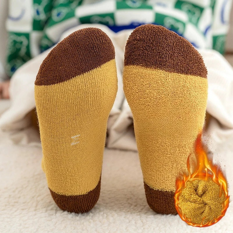 Thick Warm Floor Socks for Kids Cute Cartoon Baby Socks Mid Tube Socks Winter Warm Plush Long Sock Children Thermal Footwear