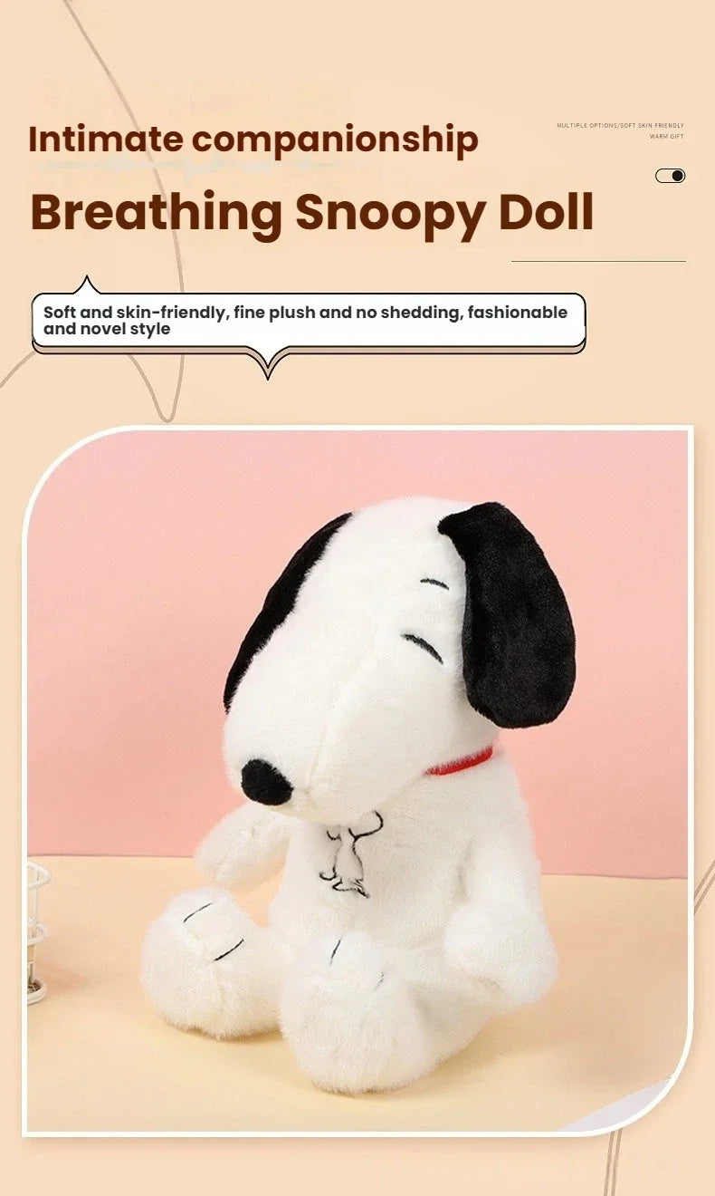 &New Baby Breathing Soothing Snoopy white dog Plush Doll Sleeping Companion Music and Light Doll Sensory Stuffed Toy Kids Gift