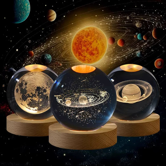 6cm 3D Crystal ball Crystal Planet Night Light Laser Engraved Solar System Globe Astronomy Birthday Gift Home Desktop Decoration