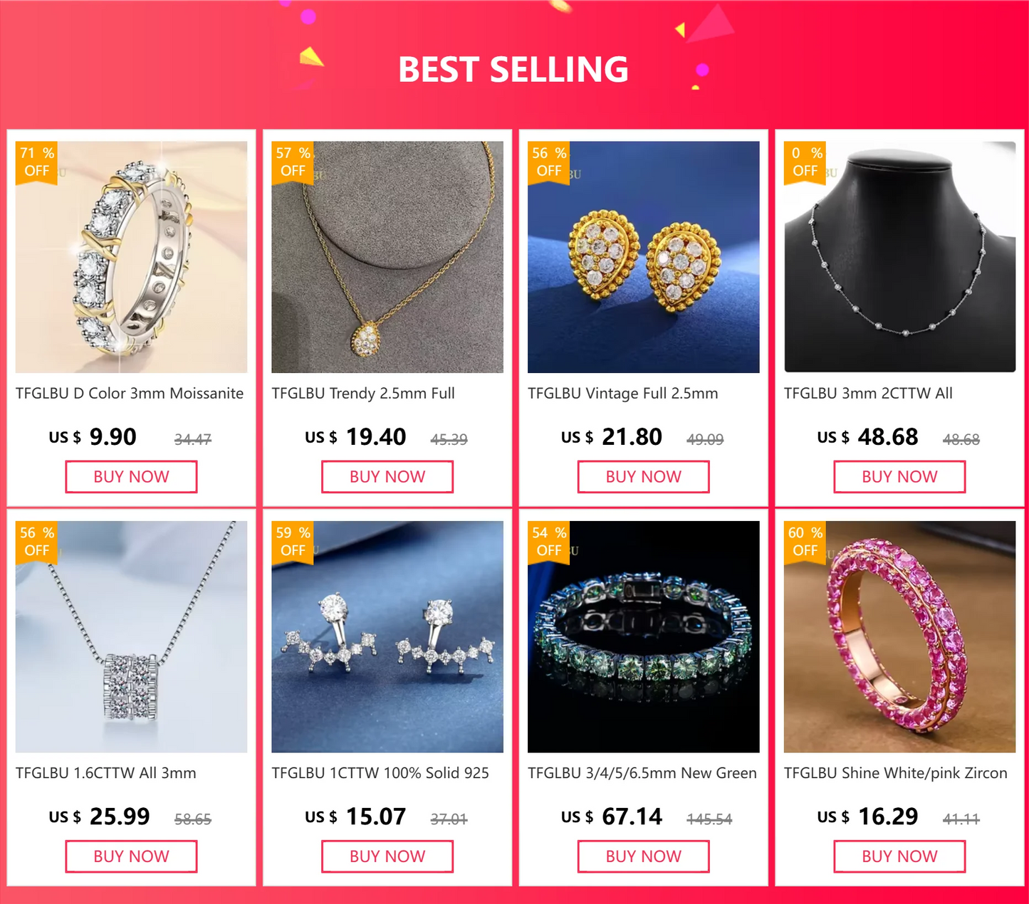 TFGLBU D Vvs1 Colorful Gem Moissanite 925 Sterling Sliver Ring for Women Charm Stackable Band Christmas Gift Jewelry Wholesale