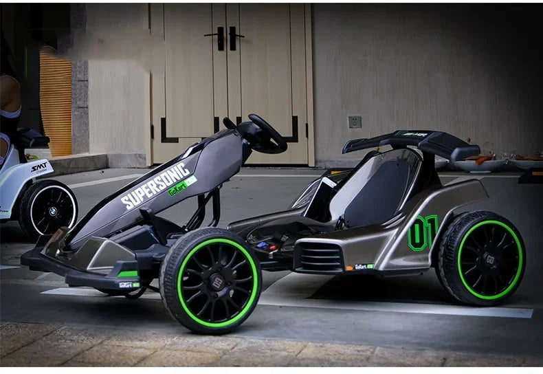 Kids Electric Kart Ride on Toy Car Four Wheels Go Kart Pedal Cars for Kids Remote Control Go Kart