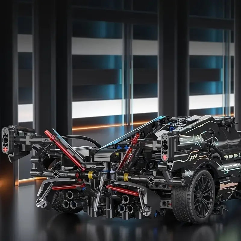 1253 Pieces of Cool Black Limited Edition Supercar Building Blocks, Perfect Birthday Gift, High-Tech Car Model Building Blocks