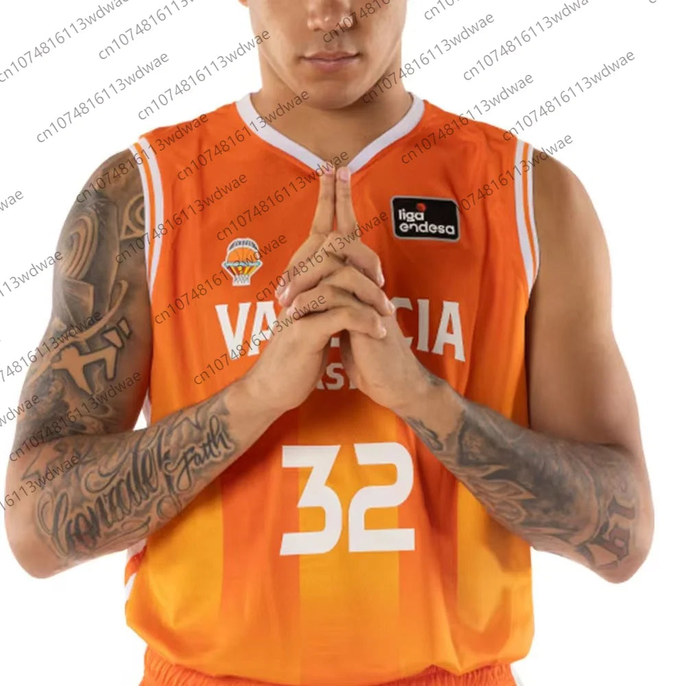 Spain Basketball League Jersey Men Sports Vest Valencia Basket Jersey Kit Jaime Pradilla 4 Basketball Vest KID Jersey Kit
