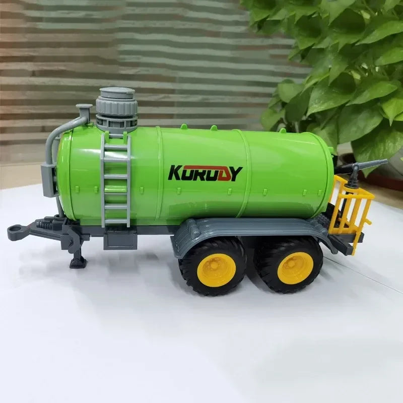 1:24 Inertia Tractor Trailer With Headlights Farm Toy Set Car Truck Farm Simulation Child'S Birthday Christmas New Year Gift