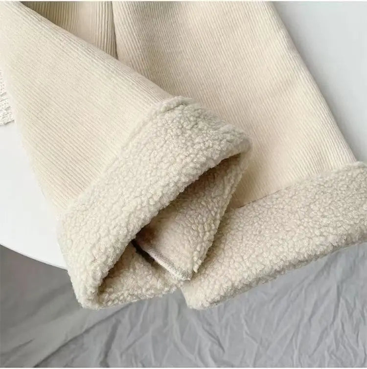 2025 Kids' Fleece-Lined Wide Leg Pants Winter  Loose Fit Trousers Cozy Straight Cut for Baby Girls  Kids Clothes