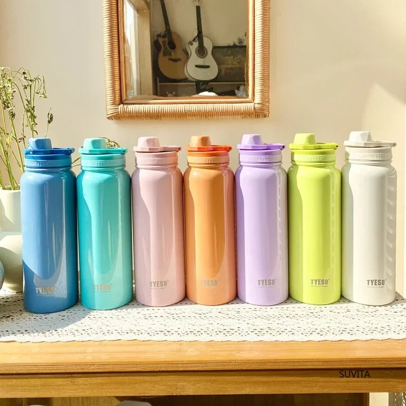 Tyeso Stainless Steel Thermos Water Bottle Portable Sport Vacuum Flask Keeps Cold and Heat Thermal Mug Insulated Car Tumbler Cup