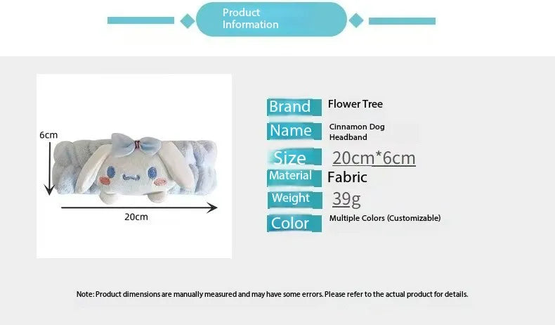 Sanrio Headband Kuromi Plush Scrunchie Cartoon Hello Kitty Headwear Sweet And Cute Anti Slip Hair Band Girl Heart Decorative Gif