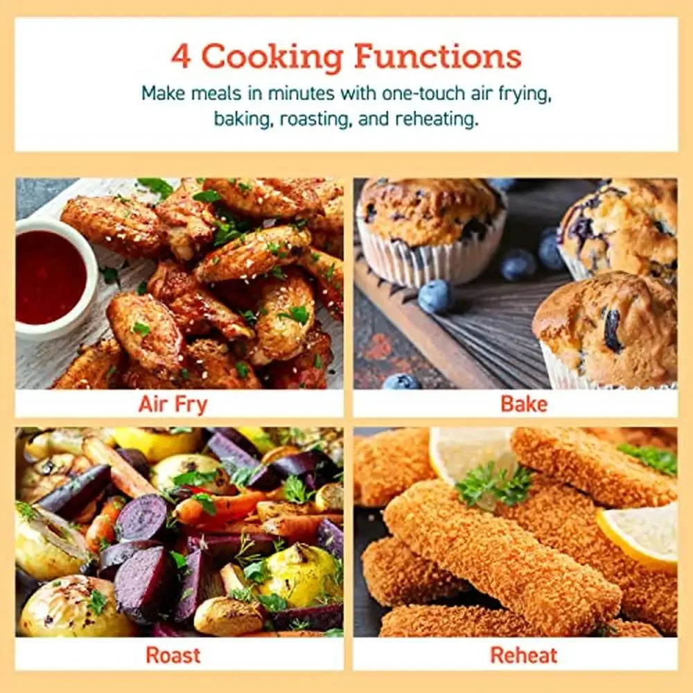 Mini Airfryer Oven 2.1 Qt Portable Low-noise Nonstick Basket 30 Recipes Included