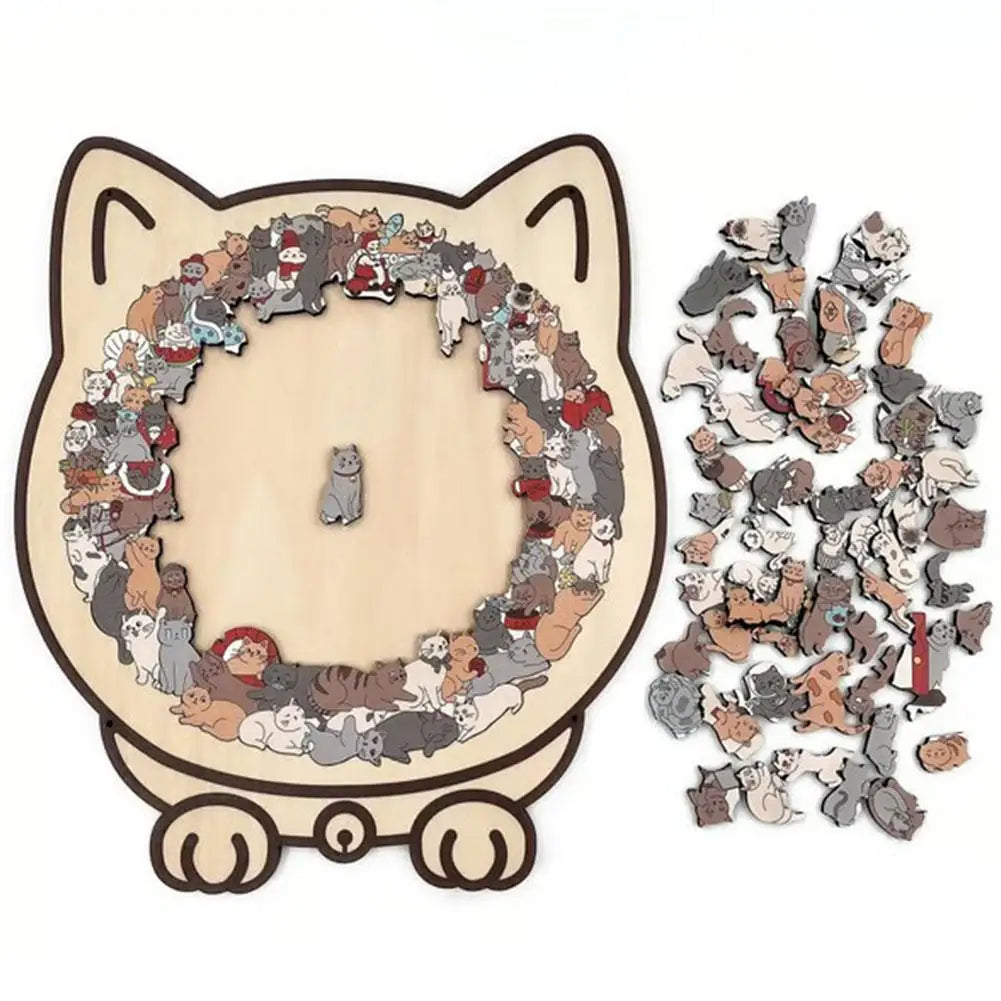 135Pcs Cat-Shaped Wooden Jigsaw Puzzle With Unique Irregular Pieces For Cat Lovers Home Christmas Decoration 2026