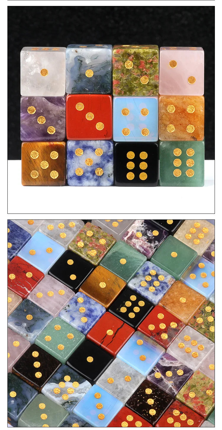 5pc 1.6cm Natural stone amethyst dice Agate tiger eye stone particle Guess the number of points wholesale