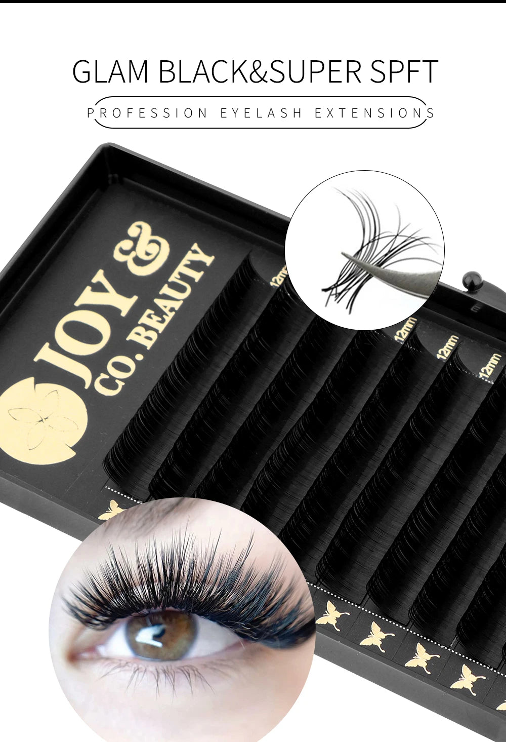 JoyCo Eyelash Extension Korean Pbt Individual Silk Eyelash 0.03-0.15 Premium Matte Black Volume Cosplay Makeup Classic Lashes