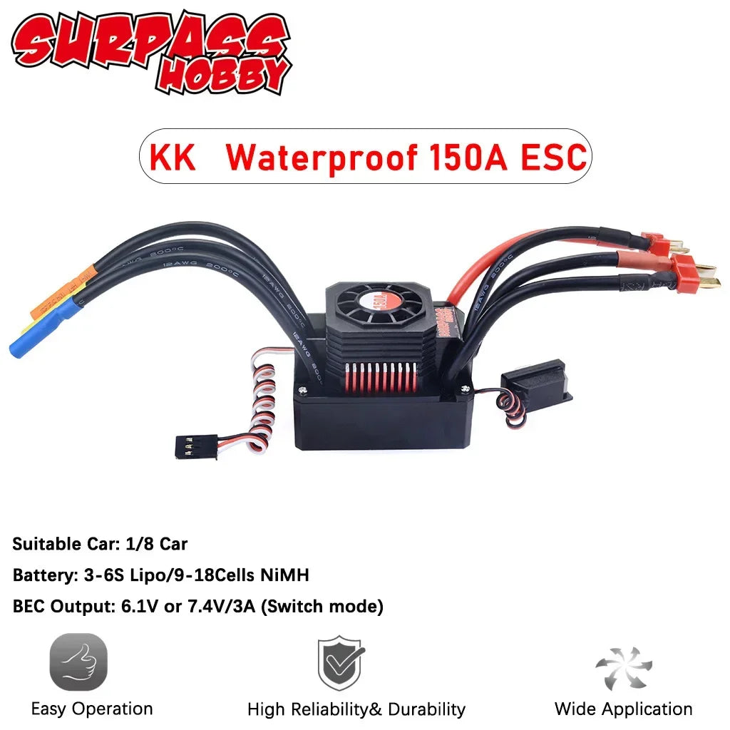 SURPASS HOBBY 25A 35A 45A 60A 80A 120A 150A Waterproof Brushless mini ESC T/XT60  for 1/10 RC Car Crawler speed controller Motor