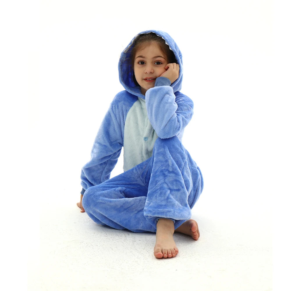 kids winter stitch flannel pajamas children pikachu sleepwear unicorn kigurumi onesies for boys girls baby blanket sleepers
