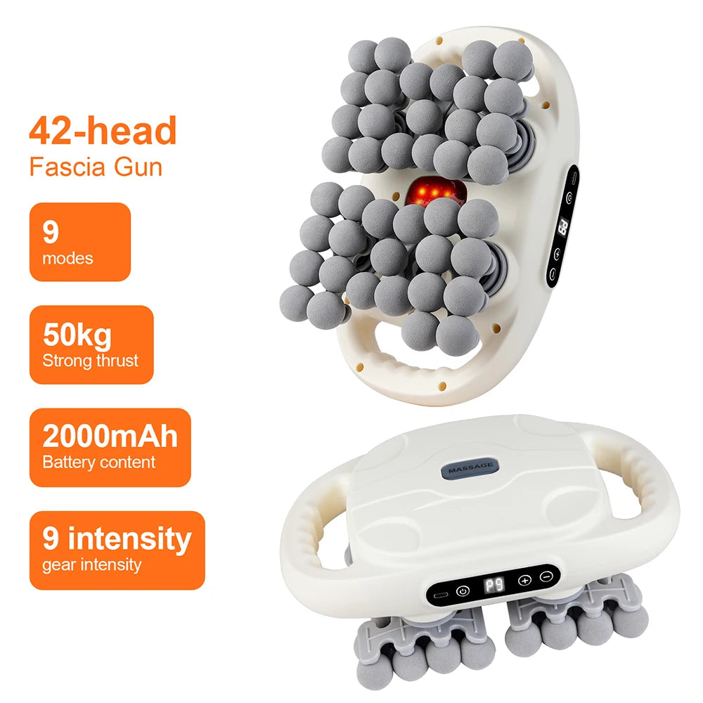 42-Heads Fascia Gun High-Frequency Vibration Body Massage Gun Back and Waist Massager Massager Neck Shoulder Massager masajeador
