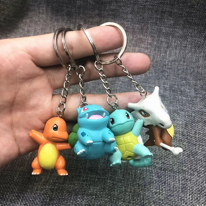 Pokemon Cute Pikachu Charmander Cubone Bulbasaur Squirtle Keychain Kawaii Pendant Bag Ornament Kids Charm Xmas Birthday Gifts