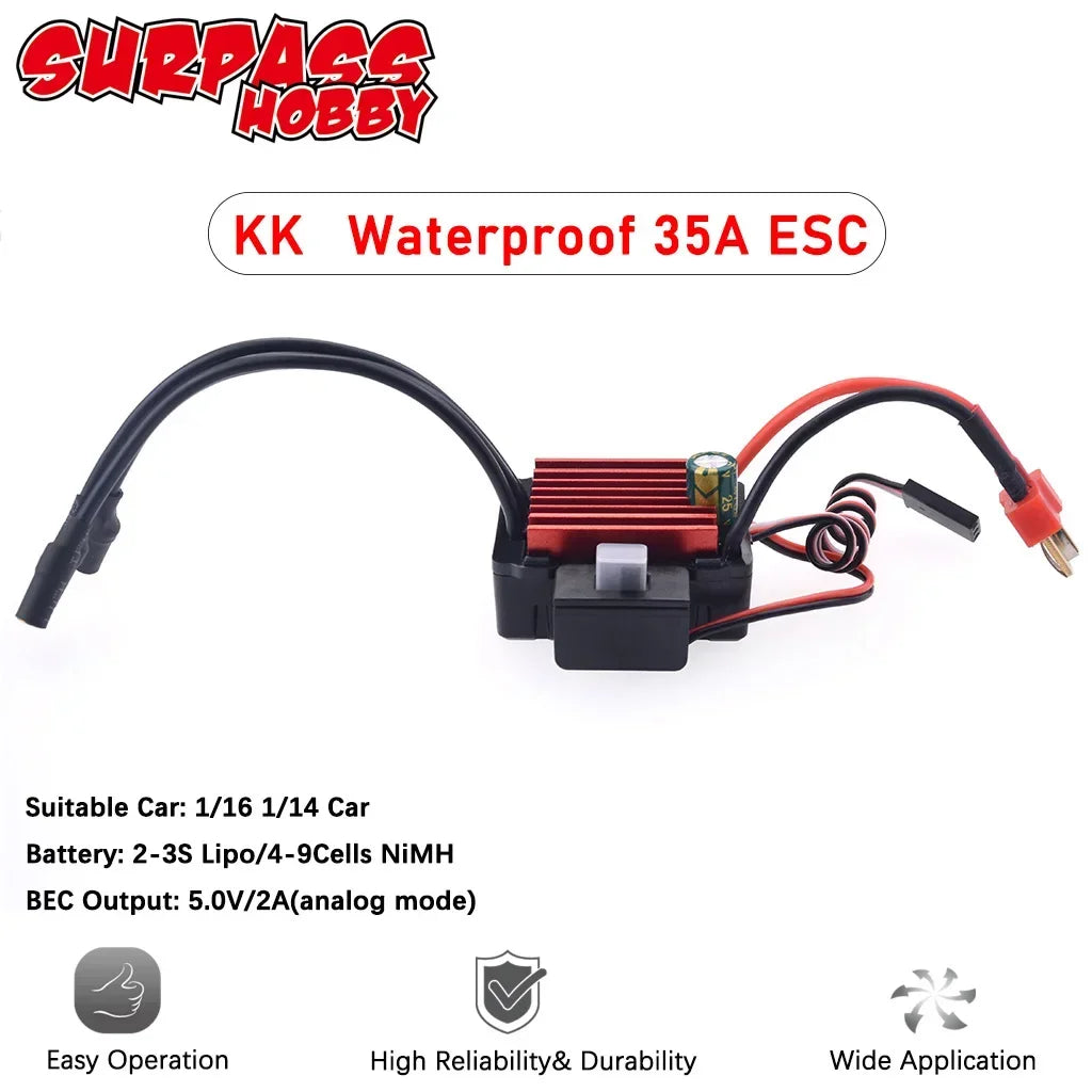 SURPASS HOBBY 25A 35A 45A 60A 80A 120A 150A Waterproof Brushless mini ESC T/XT60  for 1/10 RC Car Crawler speed controller Motor