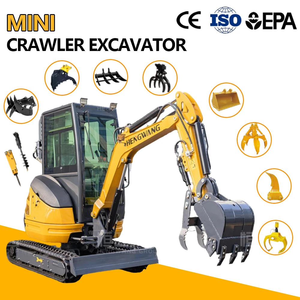 AC Cabin Mini Crawler Excavator Diesel Tractor 2.5 ton Hydraulic Compact Excavators 2 ton Mini Bagger Construction Machinery