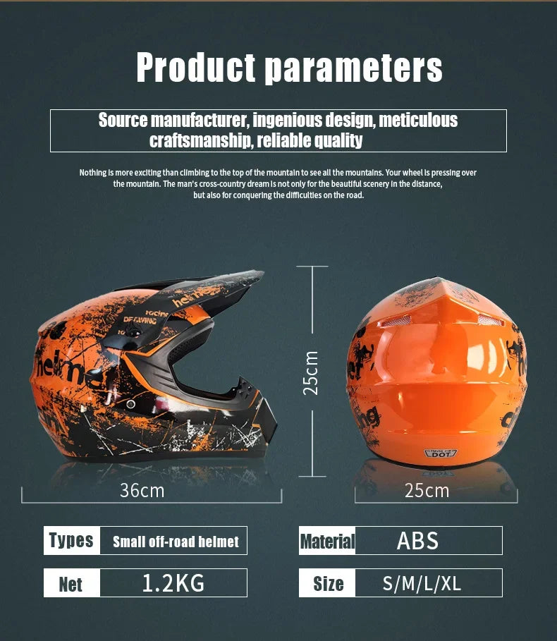 Motorcycle Full Face Helmet and Goggles Set - Off-Road Racing Gear for Mountain Biking and Road Cycling - Premium Safety and Per