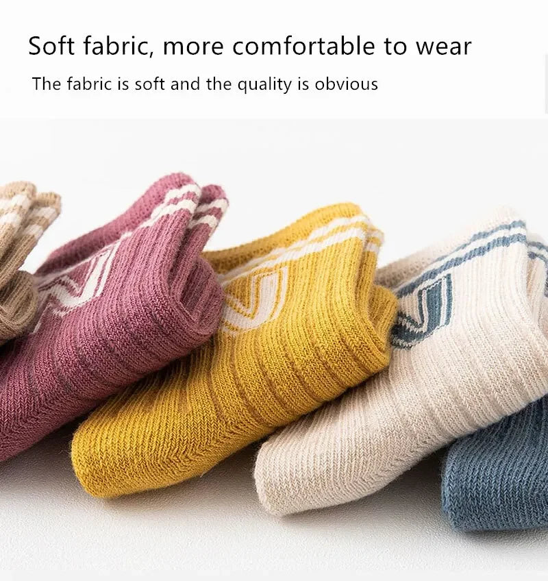 3Pairs/Lot Baby Letter Socks Knit Soft Cotton Sock Kids Long Knee High Socks Infant Toddler Baby Boys Girls Cute Stripe Socks