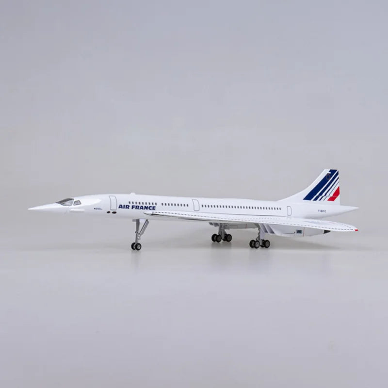 50CM 1/125 Scale Plane Concorde Air France Airline Model Airplane Toy Resin Airfrance Aircraft with Landing Gears Lights