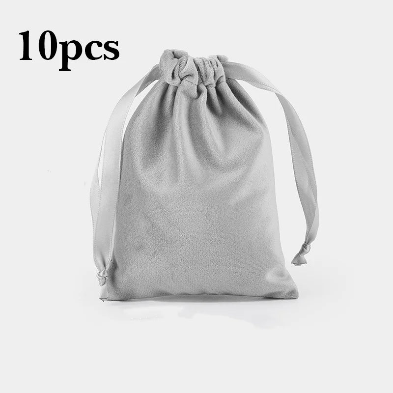 10pcs/lot LOGO Customized Velvet Storage Drawstring Bags Soft Touching Dust Pouches Personalized Christmas Gift Pocket