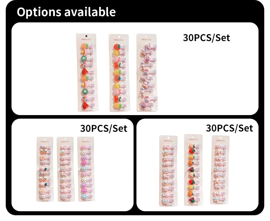 30Pcs Set Baby Hair Clips Cartoon Bows Flower Girls Hairpins Sweet Children Clips Barrettes Baby Hair Accessories