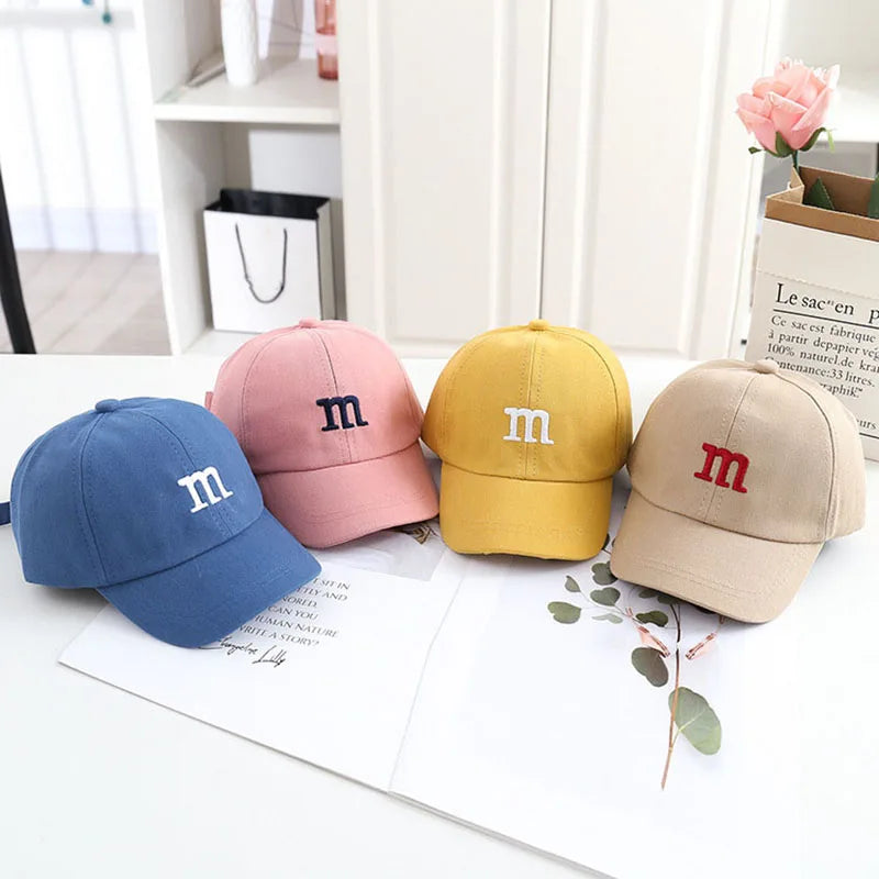 Solid Color Letter Baby Baseball Cap Simple Embroidered Peaked Hat for Toddler Boy Girl Summer Adjustable Kids Sun Hats