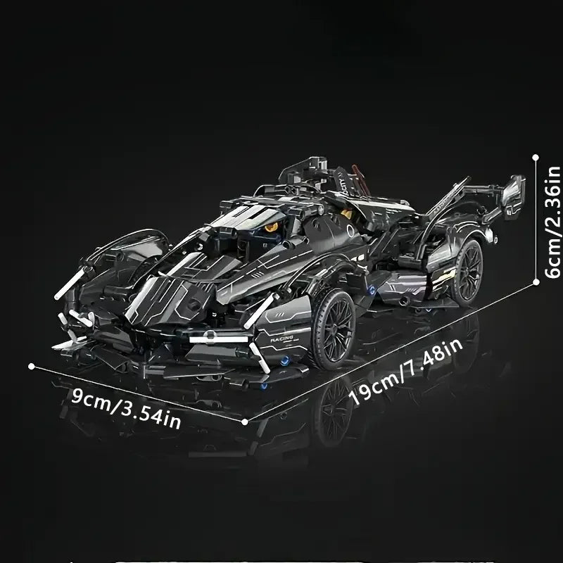 1253 Pieces of Cool Black Limited Edition Supercar Building Blocks, Perfect Birthday Gift, High-Tech Car Model Building Blocks