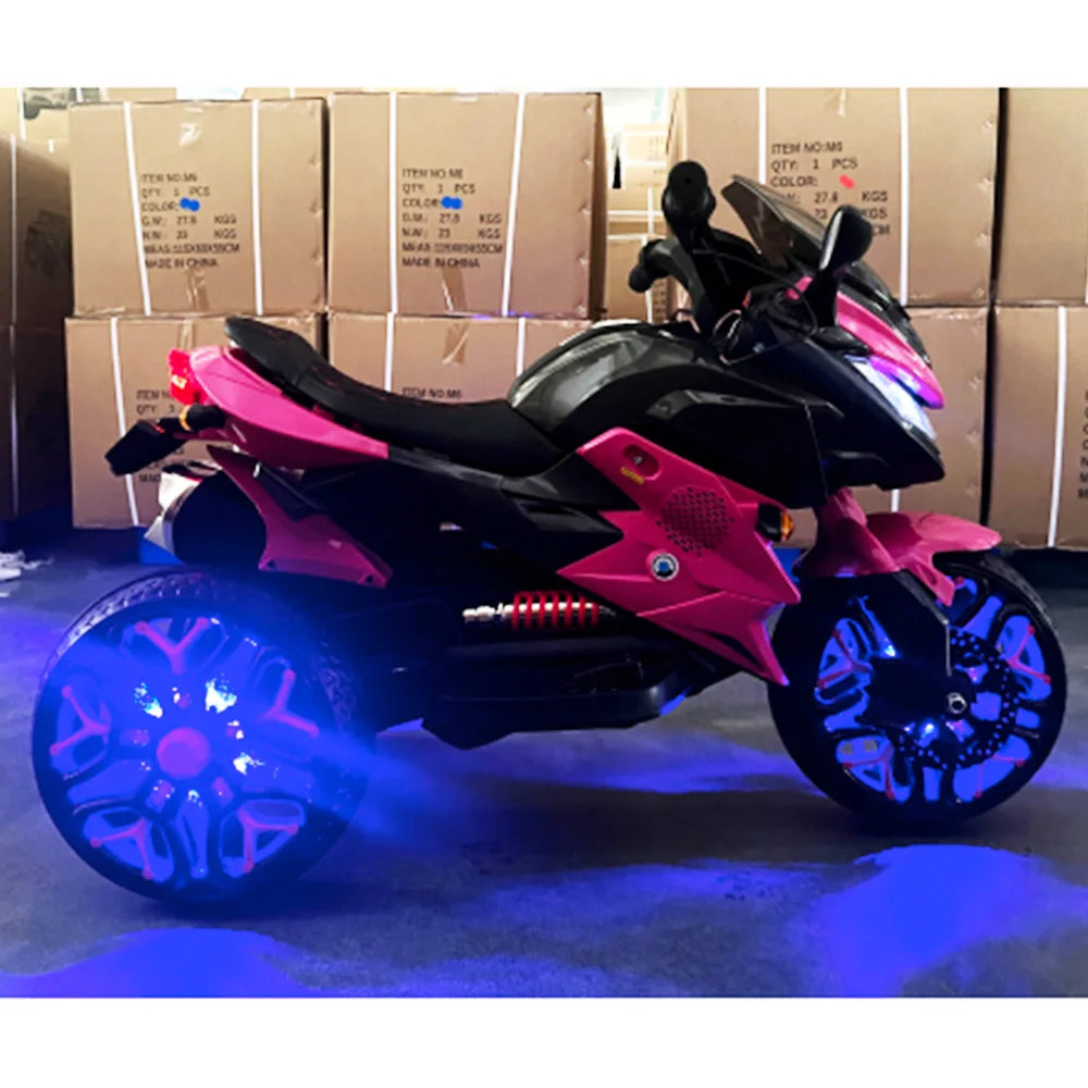 Kids Motorcycle Ride-On Motorcycle 3-Wheels Battery Powered Motorbike MUSIC MP3 Rechargeable 12 V kids PU seat Training Wheels