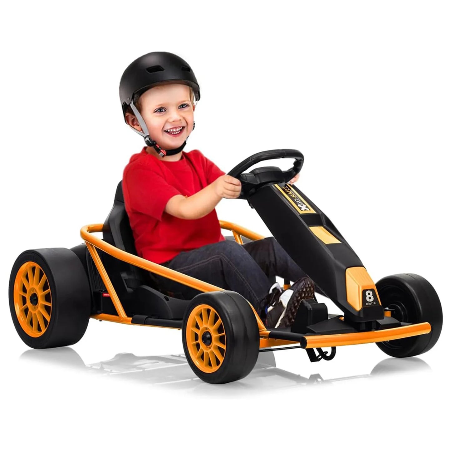 24V Kids Electric Riding Go Kart with Dual 250w Motors,9Ah Battery,8MPH,Slow Start,Music,Horn,and Max Load 150Lbs,High/Low Speed