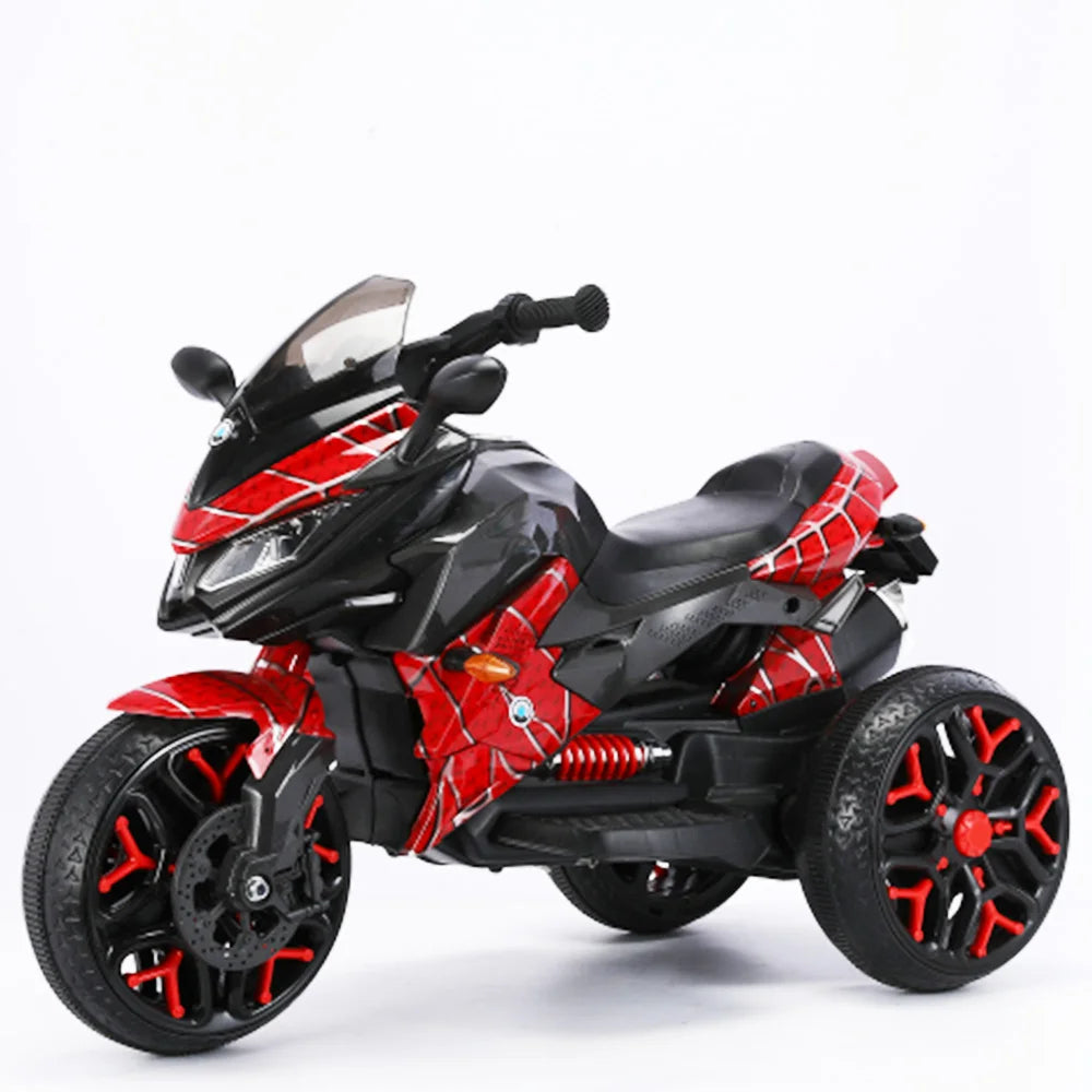12V Kids Ride-On Motorcycle 3-Wheel Battery Powered Motorbike PU Seat Manual Throttle Lighting Wheels USB MP3 Christmas Gift