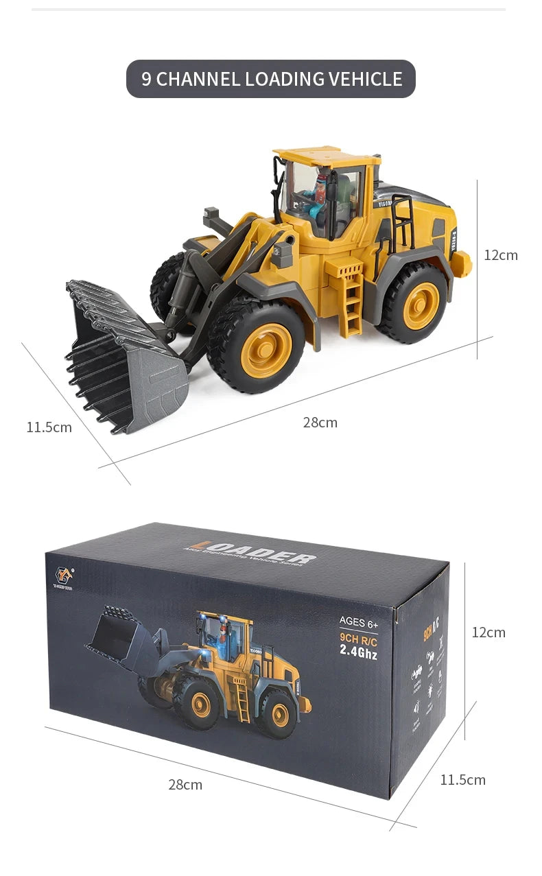 1:24 Scale 2.4G RC Construction Vehicle Toys Set for Kids: Excavator, Dump Truck, Loader, Bulldozer - Premium Alloy & Plastic