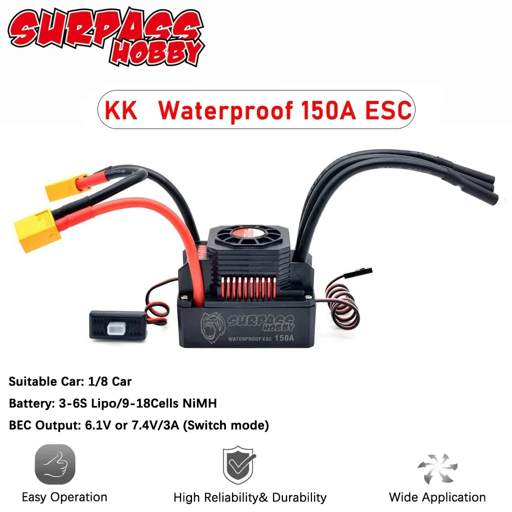 SURPASS HOBBY 25A 35A 45A 60A 80A 120A 150A Waterproof Brushless mini ESC T/XT60  for 1/10 RC Car Crawler speed controller Motor