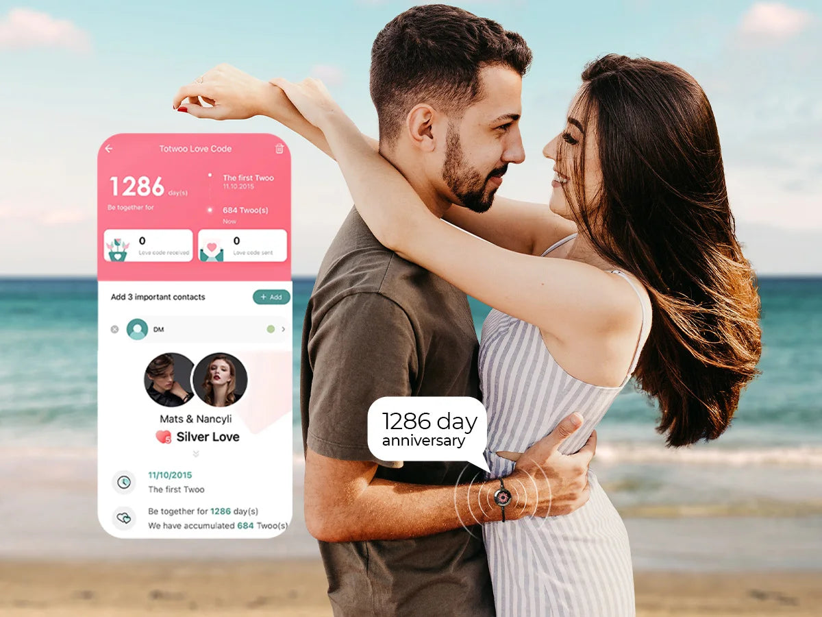 Totwoo Romantic Couple Gift Smart Bluetooth Bracelets with Vibration Reminder for iOS Android Long Distance