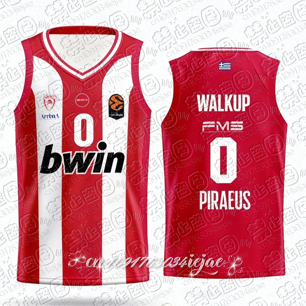 25/26 New Arrivals Greece Men's Basketball Jersey Vest Olympiacos Athens Basketball Game Jersey Kids Basketball Special Kit