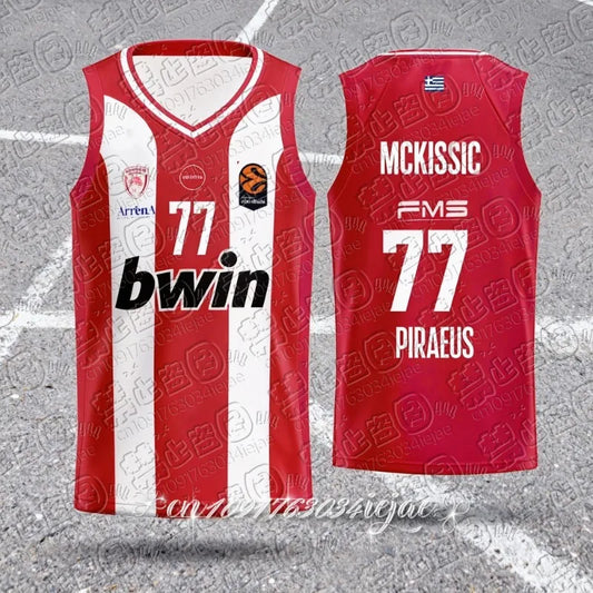 25/26 New Arrivals Greece Men's Basketball Jersey Vest Olympiacos Athens Basketball Game Jersey Kids Basketball Special Kit