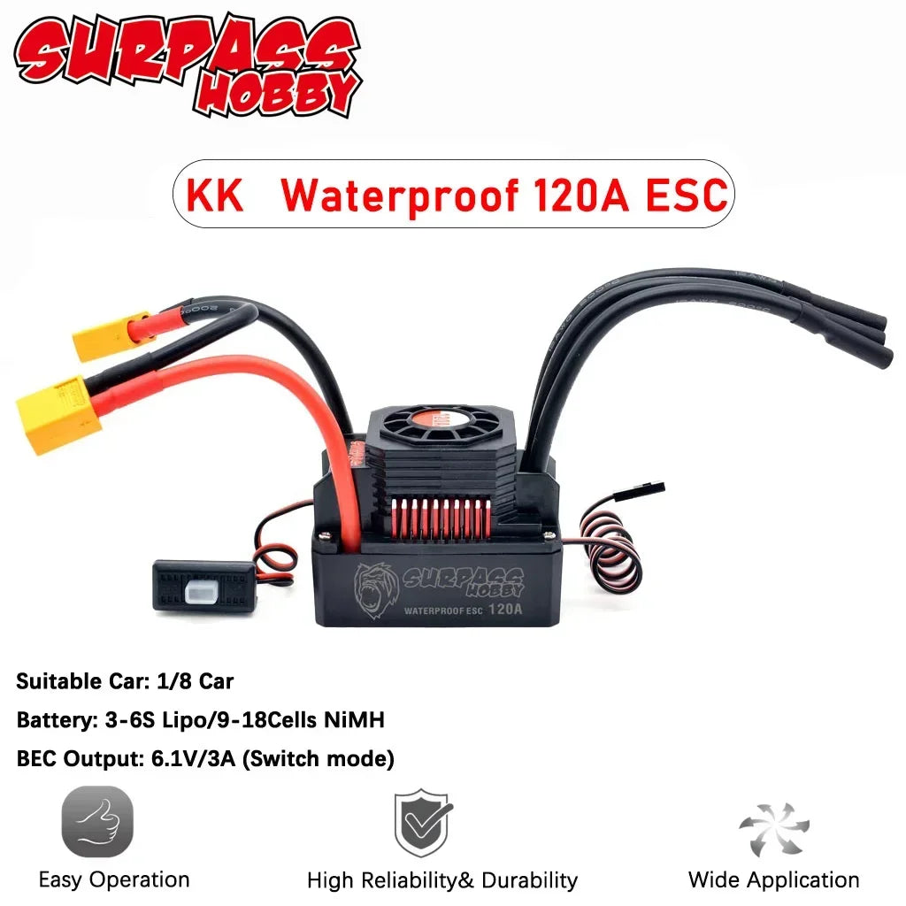SURPASS HOBBY 25A 35A 45A 60A 80A 120A 150A Waterproof Brushless mini ESC T/XT60  for 1/10 RC Car Crawler speed controller Motor