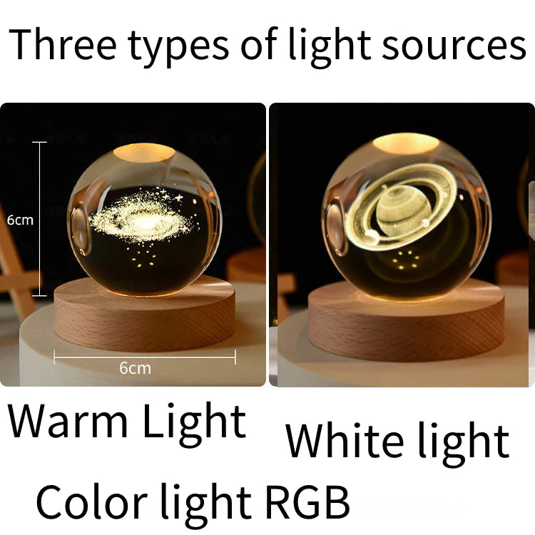 3D Crystal ball Crystal Planet Laser Engraved Solar System Globe Astronomy Gift Birthday Gift Glass Sphere Home Decoration