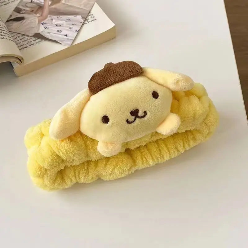 Sanrio Headband Kuromi Plush Scrunchie Cartoon Hello Kitty Headwear Sweet And Cute Anti Slip Hair Band Girl Heart Decorative Gif