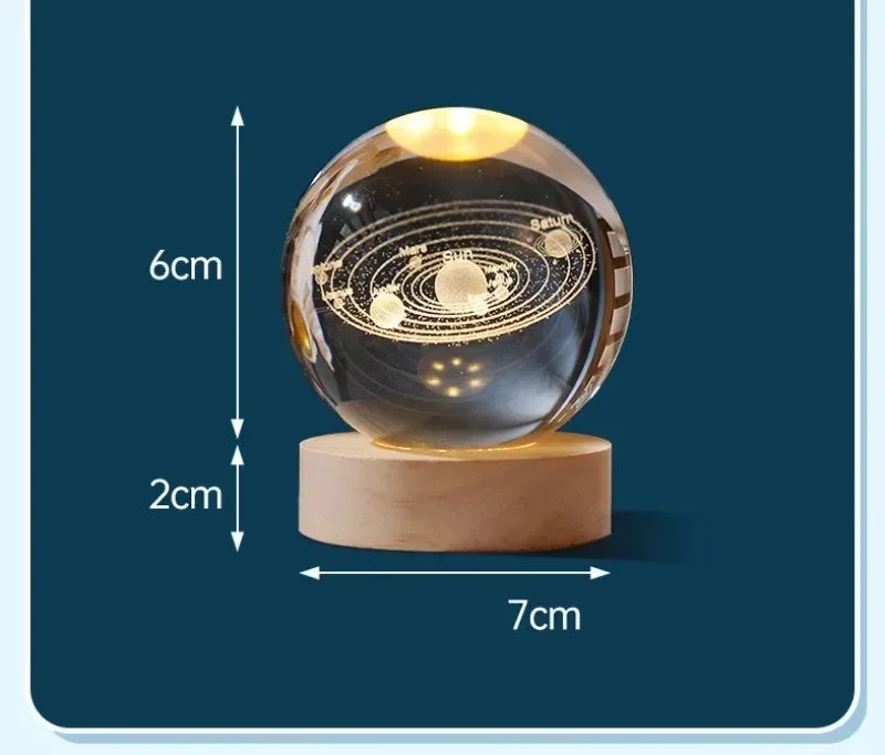 Aesthetic Moon Crystal Sphere Creative Clear Glass Galaxy Globe Night Light Crystal Ball Lamp Desktop Decoration Home Ornament