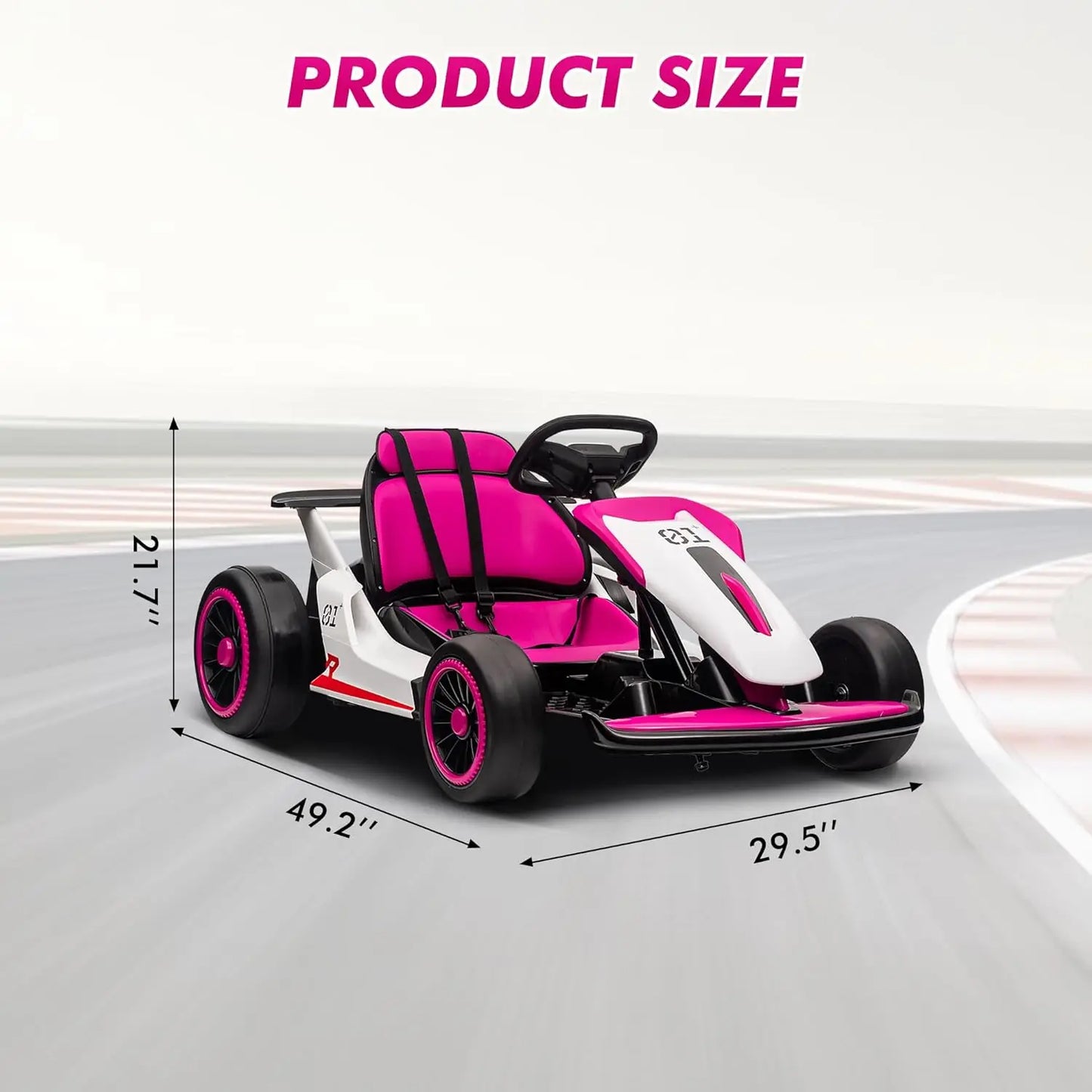 24V 7Ah Outdoor Ride On Toy Go Kart Electric Drift Kart Car 2 * 200W Motor 8.1 MPH, LED Lights, Toy Race Car for Kids 6-12 Years
