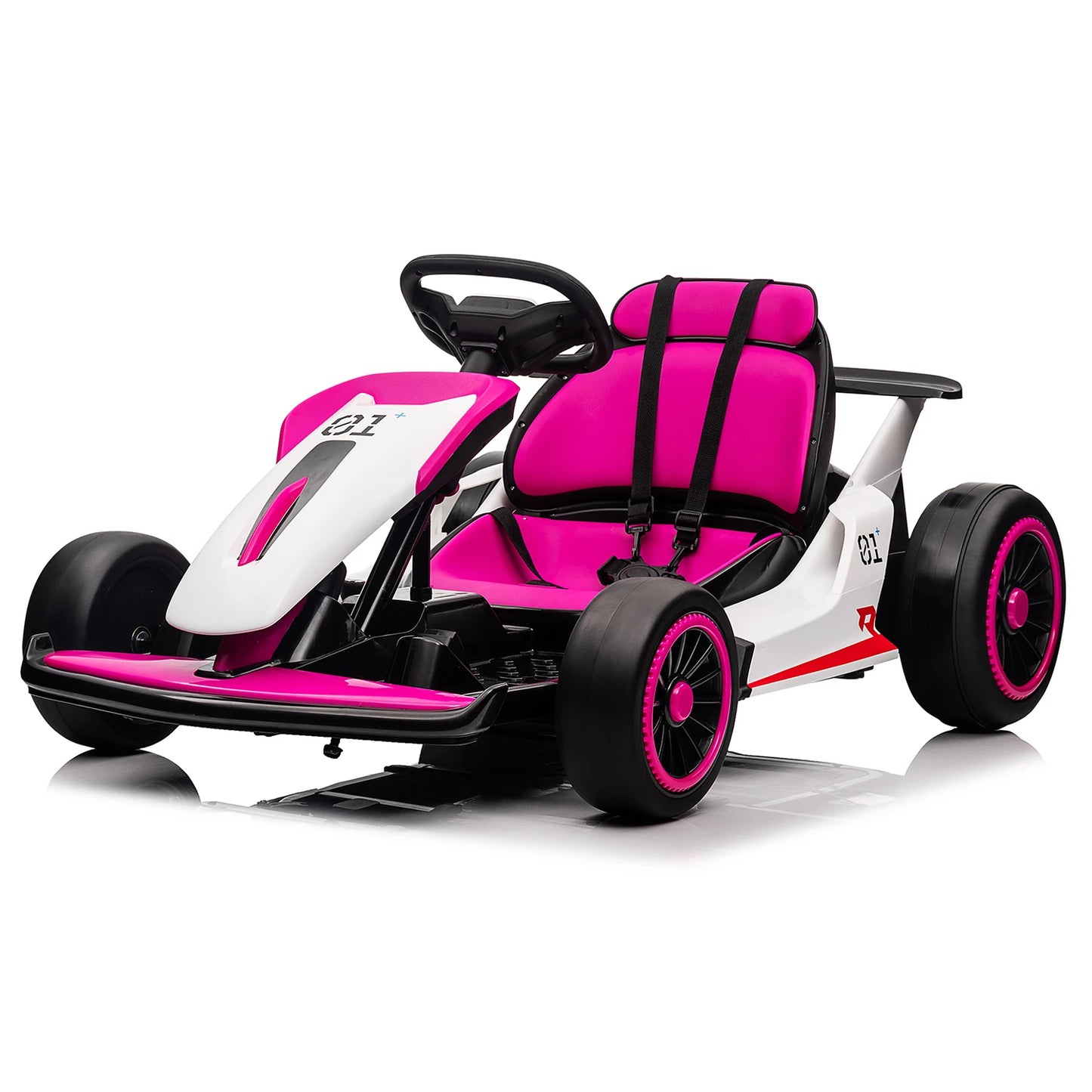 24V 7Ah Outdoor Ride On Toy Go Kart Electric Drift Kart Car 2 * 200W Motor 8.1 MPH, LED Lights, Toy Race Car for Kids 6-12 Years
