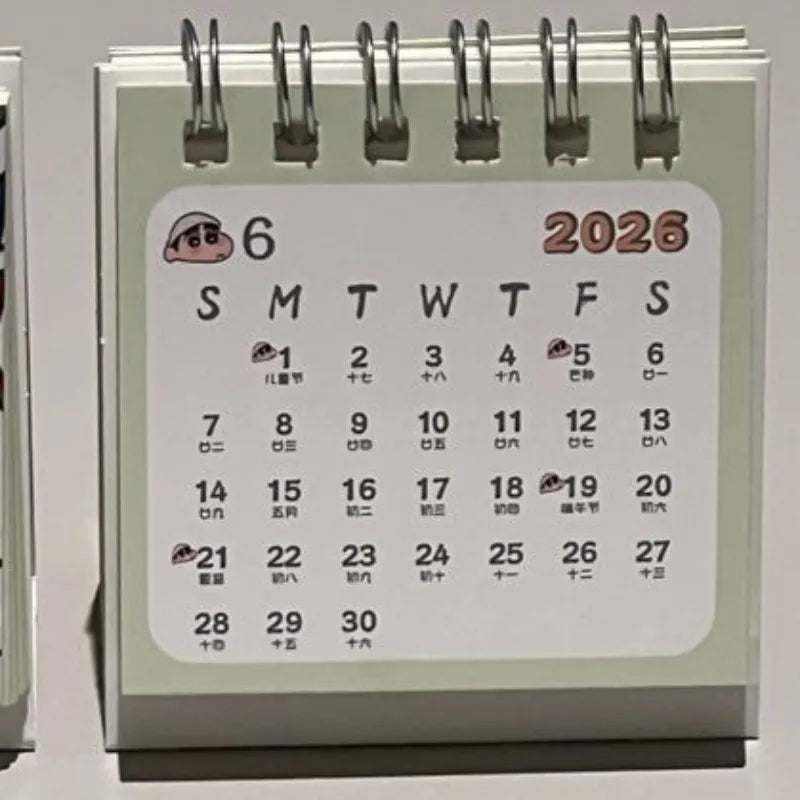 2026 Crayon Shin-chan Mini Calendar Anime Desk Calendar Creative Coil Calendar Planner Desktop Decoration Office Stationery Gift
