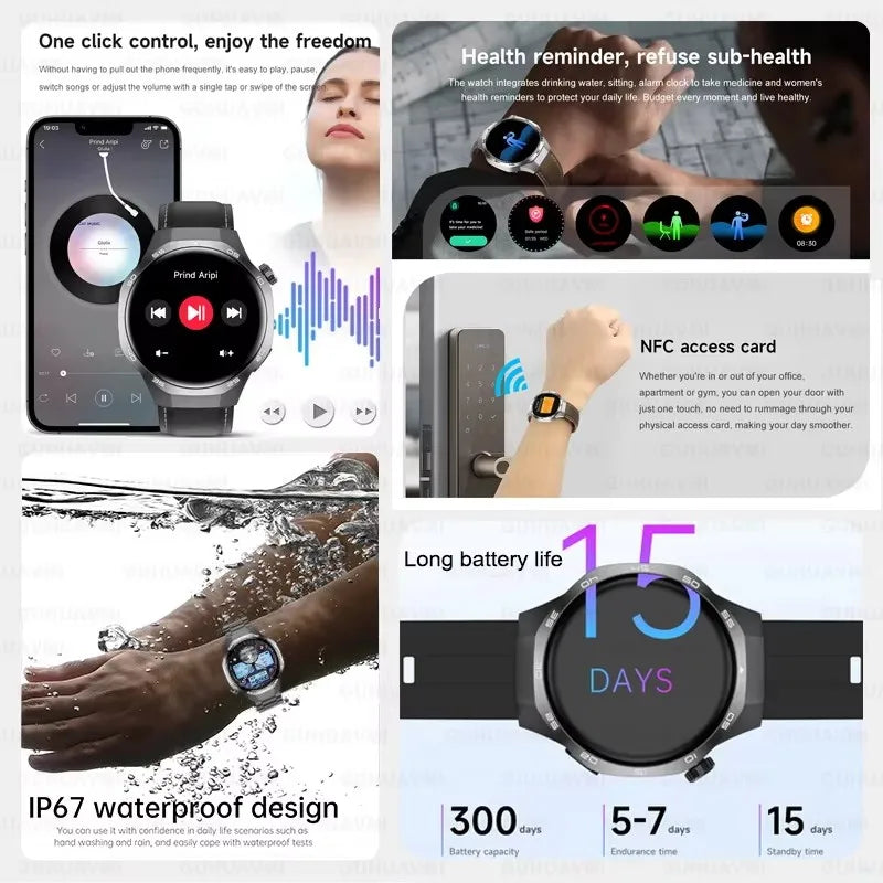 2025 New GT5 Pro GPS Track Compass Smart Watch Men 360*360 AMOLED Screen NFC BT Call Waterproof Health Monitor Man Smartwatches