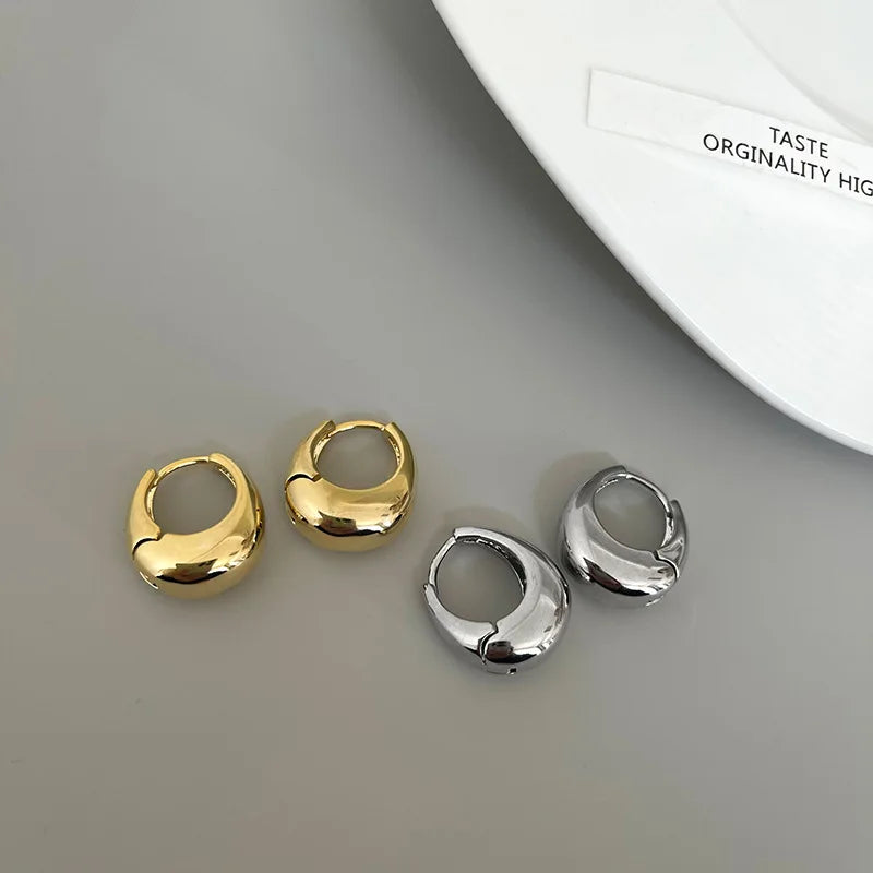 Punk Oval Hoop Earrings Metallic Geometric Ear Buckle Minimalist Style U-shaped Ear Buckle Daily Life Earring Accessories